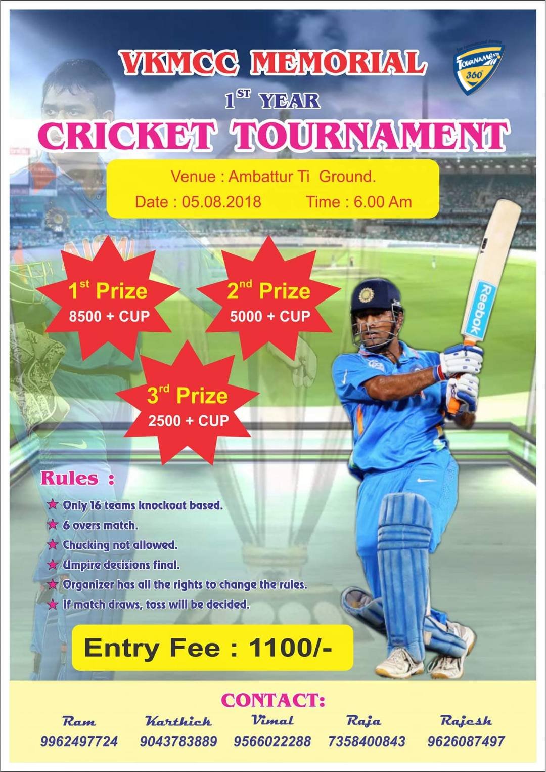 Cricket Tournament Join Tournament Cricket Online on